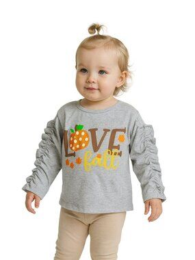 Toddler Girls Love Fall Ruffled Sleeve Top 12-18M